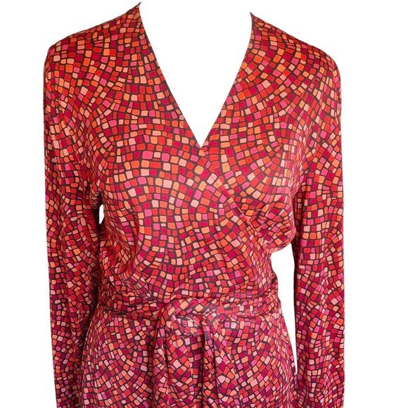 Vintage Deadstock DVF Silk Mosaic Print Wrap Dress – NWT w/ Saks Fifth Avenue Ta - Picture 2 of 11